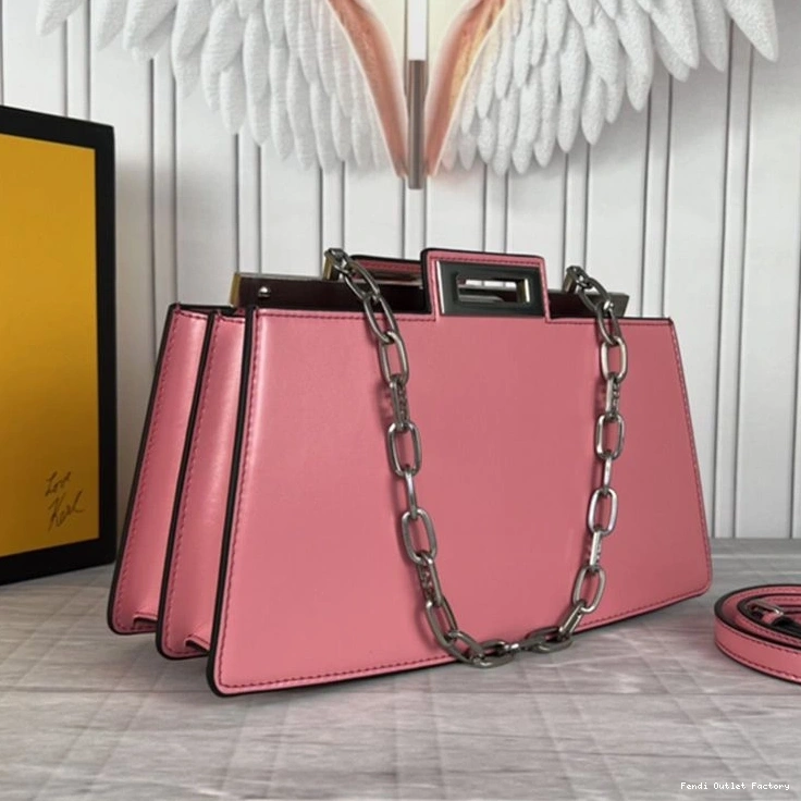 HOT White Fendi Cut Calf In Bag Leather Medium Peekaboo 0712